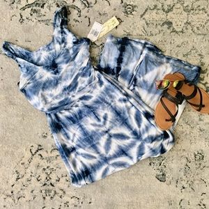 Green Dragon Blue Tie-Dye Maxi Dress